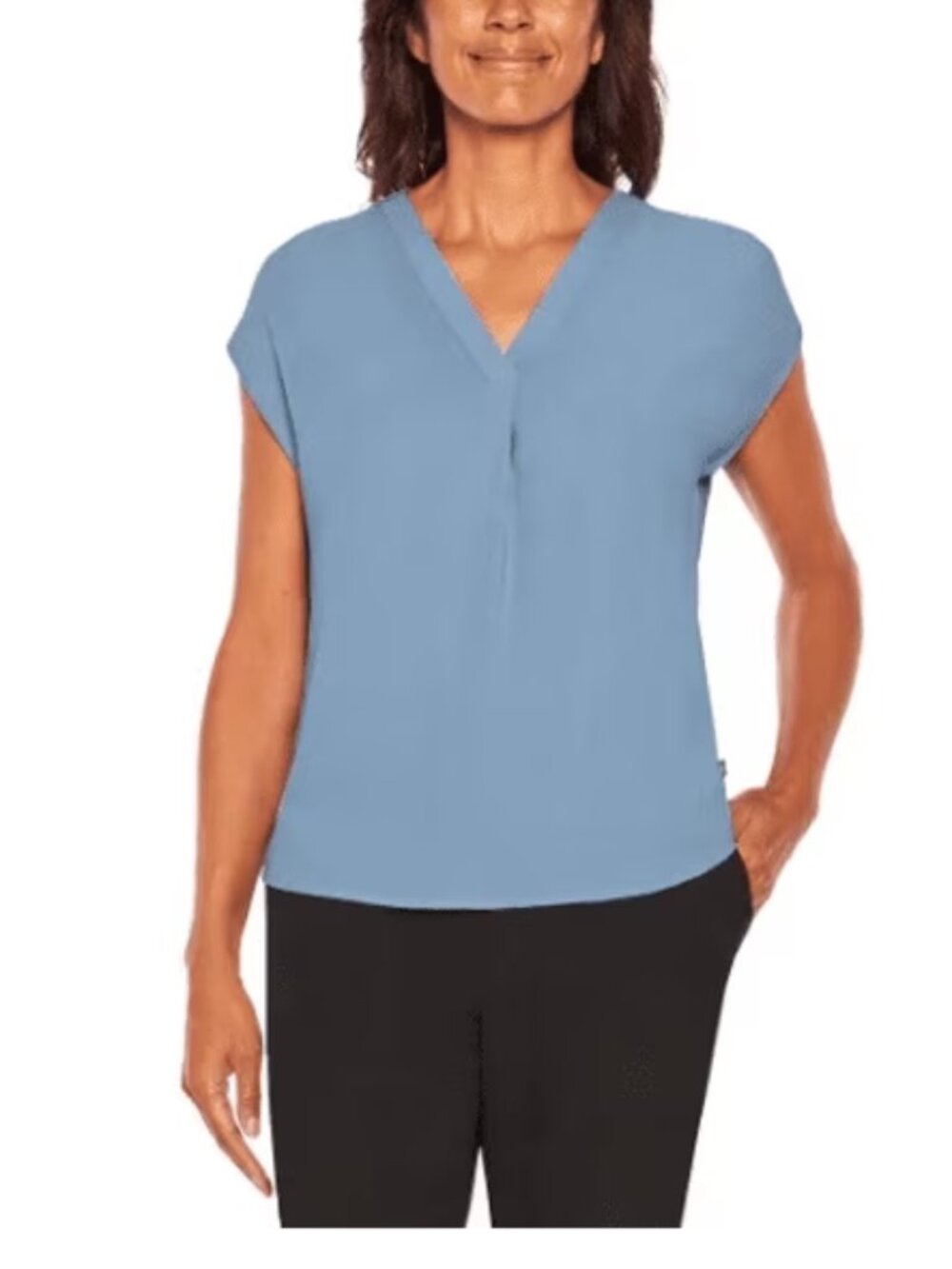 Banana Republic Blue Short Sleeve V Neck Pullover Top Size L New With Tags